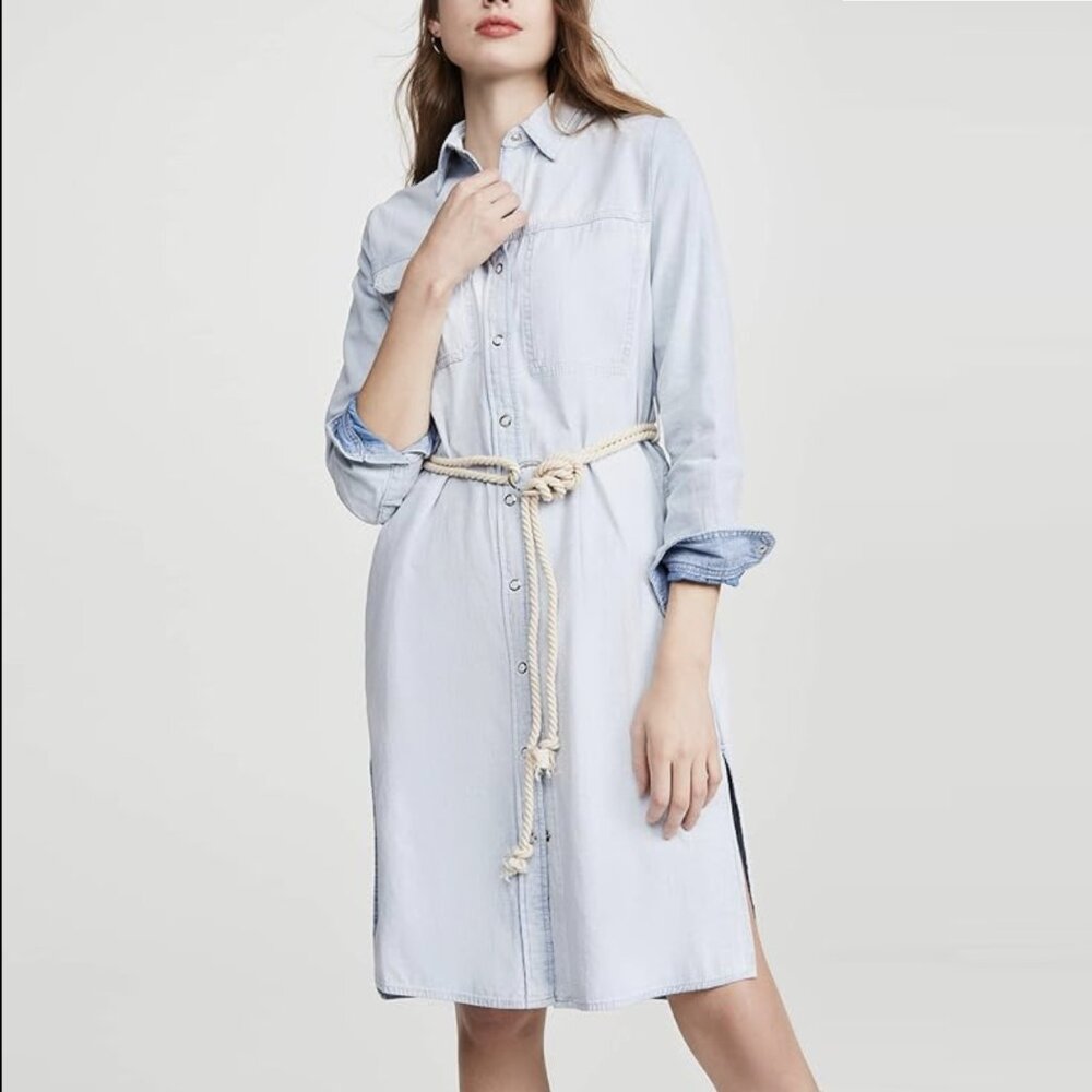 AG Taylor Long Sleeve Denim Shirtdress, XS